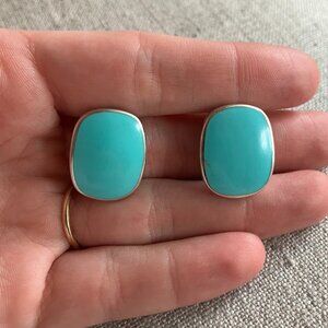 Chic silver and turquoise clip-on earrings